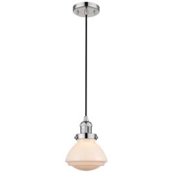 Olean 6.75" Wide Polished Nickel Corded Mini Pendant w/ Matte White Sh