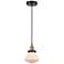 Olean 6.75"W Black Brass Corded Mini Pendant w/ Matte White Shade