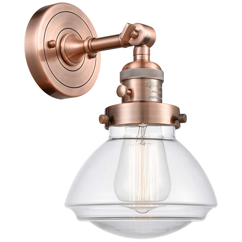 Image 1 Olean 7.75" High Copper Sconce w/ Clear Shade