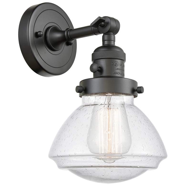 Image 1 Olean 7.75" High Oil Rubbed Bronze Sconce w/ Seedy Shade