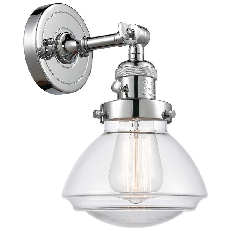 Image 1 Olean 7.75" High Polished Chrome Sconce w/ Clear Shade
