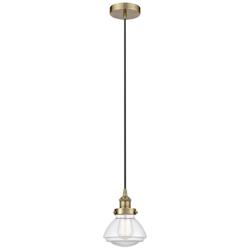 Olean 7" Antique Brass Mini Pendant w/ Clear Shade