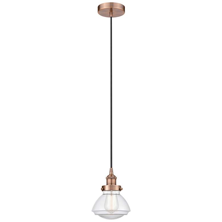 Image 1 Olean 7" Antique Copper Mini Pendant w/ Clear Shade