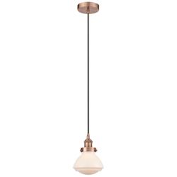 Olean 7" Antique Copper Mini Pendant w/ Matte White Shade