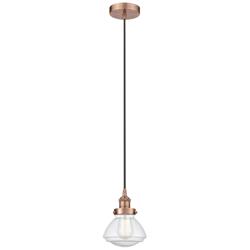 Olean 7" Antique Copper Mini Pendant w/ Seedy Shade