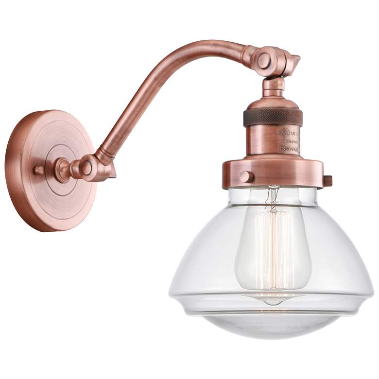 Image 1 Olean 7" Antique Copper Sconce w/ Clear Shade