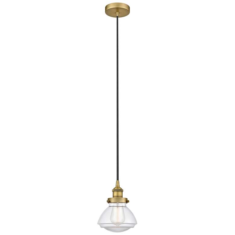 Image 1 Olean 7" Brushed Brass Mini Pendant w/ Clear Shade