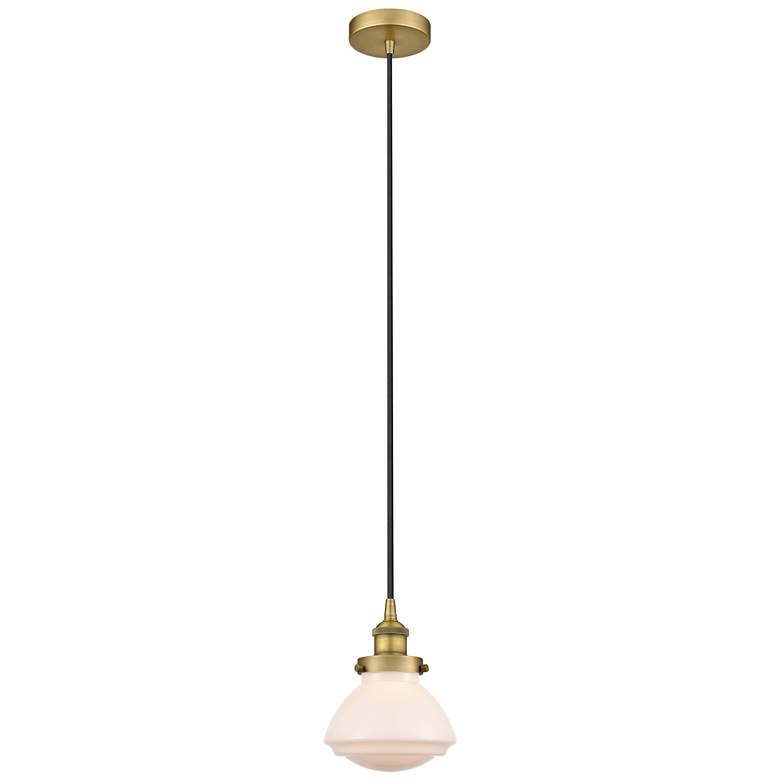 Image 1 Olean 7" Brushed Brass Mini Pendant w/ Matte White Shade