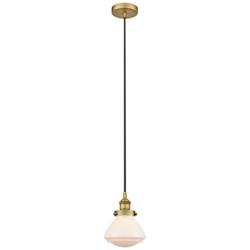 Olean 7" Brushed Brass Mini Pendant w/ Matte White Shade
