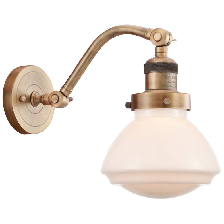 Image 1 Olean 7" LED Sconce - Brass Finish - Matte White Shade