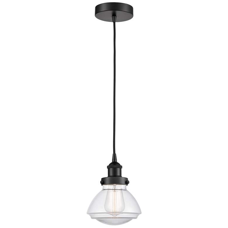 Image 1 Olean 7" Matte Black Mini Pendant w/ Clear Shade
