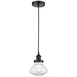 Olean 7" Matte Black Mini Pendant w/ Clear Shade