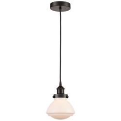 Olean 7" Oil Rubbed Bronze Mini Pendant w/ Matte White Shade