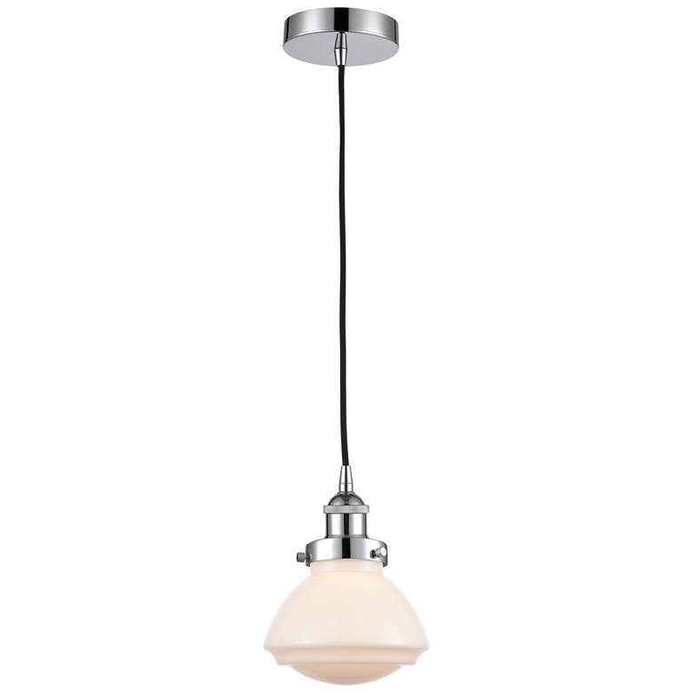 Image 1 Olean 7 inch Polished Chrome Mini Pendant w/ Matte White Shade