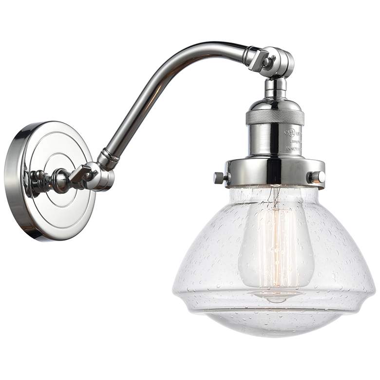 Image 1 Olean 7" Polished Chrome Sconce w/ Seedy Shade