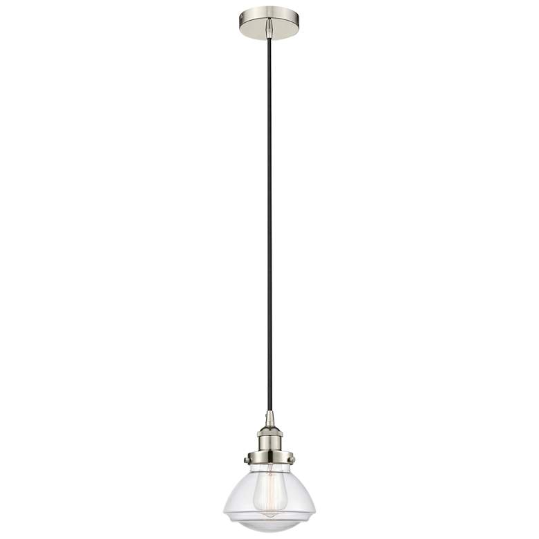 Image 1 Olean 7" Polished Nickel Mini Pendant w/ Clear Shade