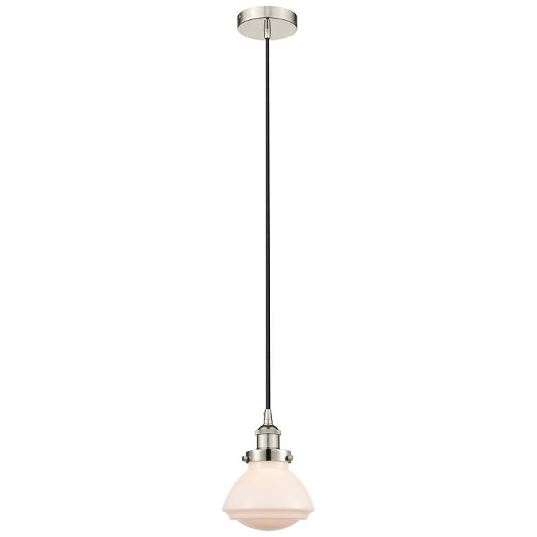 Image 1 Olean 7" Polished Nickel Mini Pendant w/ Matte White Shade