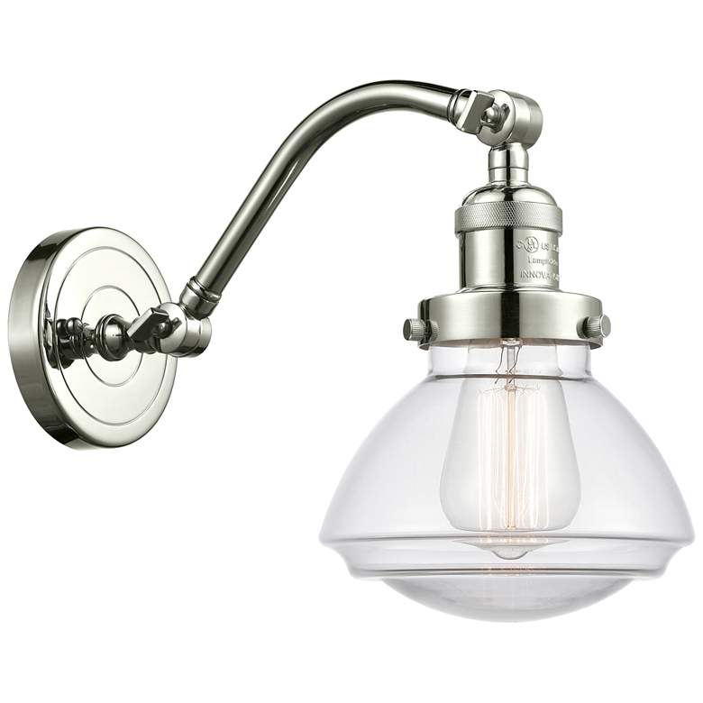 Image 1 Olean 7" Polished Nickel Sconce w/ Clear Shade