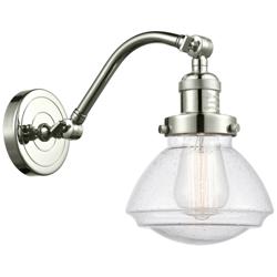 Olean 7" Polished Nickel Sconce w/ Seedy Shade