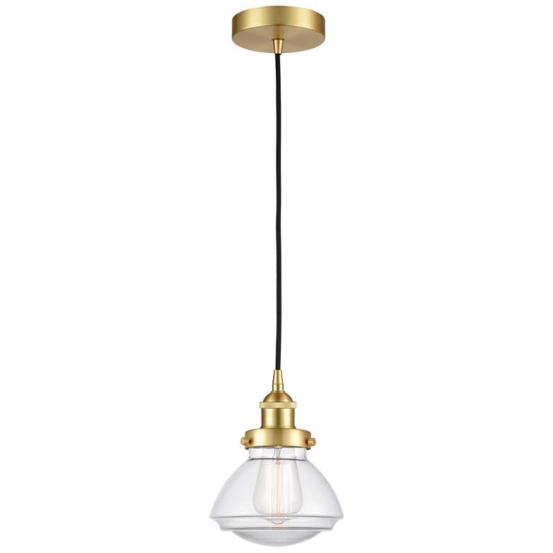Image 1 Olean 7" Satin Gold Mini Pendant w/ Clear Shade