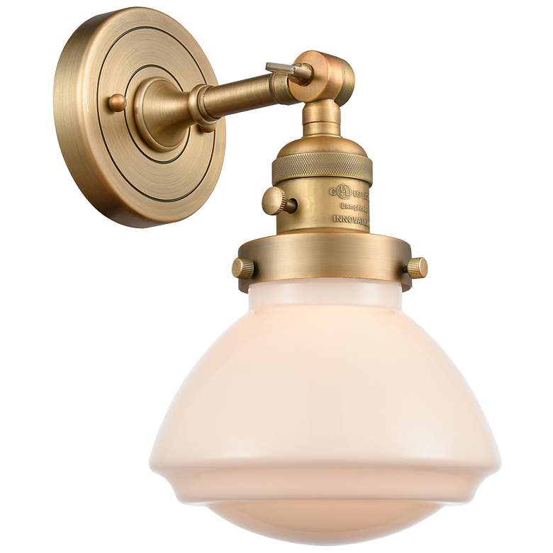 Image 1 Olean 7" Sconce LED - Brass Finish - Matte White Shade