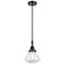 Olean 7" Wide Matte Black Cord Hung Mini Pendant With Clear Shade