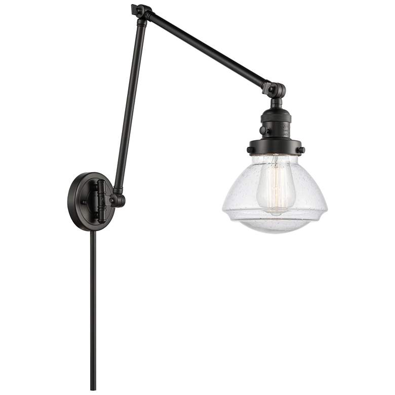 Image 1 Olean 9" Matte Black Double Extension Swing Arm w/ Seedy Shade