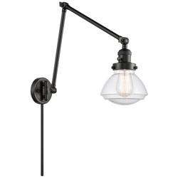 Olean 9" Matte Black Double Extension Swing Arm w/ Seedy Shade