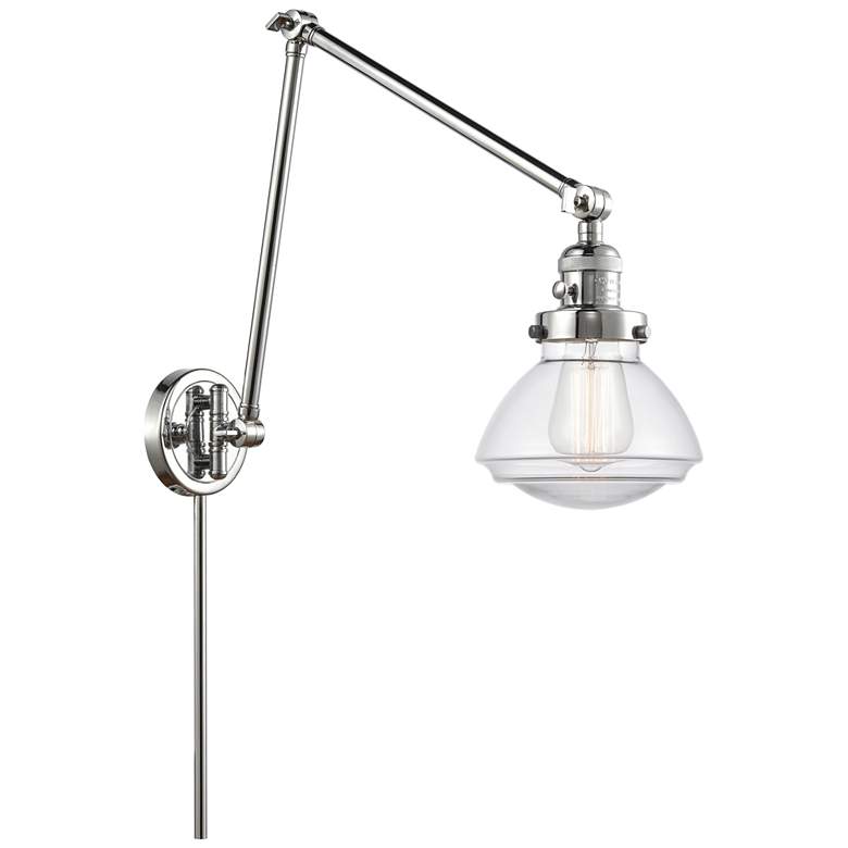 Image 1 Olean 9" Polished Chrome LED Double Swing Arm With Clear Shade