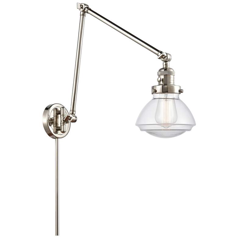 Image 1 Olean 9" Polished Nickel LED Double Swing Arm With Clear Shade