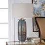 Olesya Ocean Blue Metallic Bronze Glass Vase Table Lamp