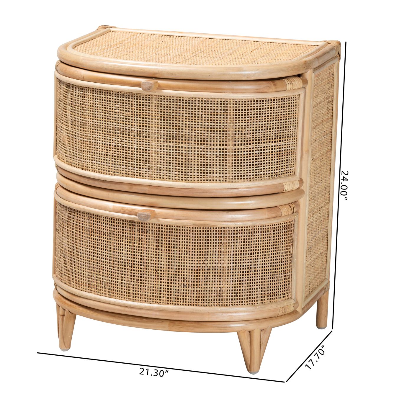 Oleta 21 1/4" Wide Natural Brown Rattan 2-Drawer Nightstand