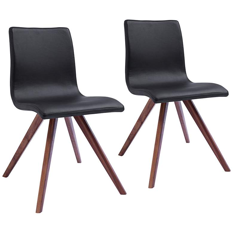 Image 1 Olga Black Faux Leather and Natural Dining Chair Set of 2