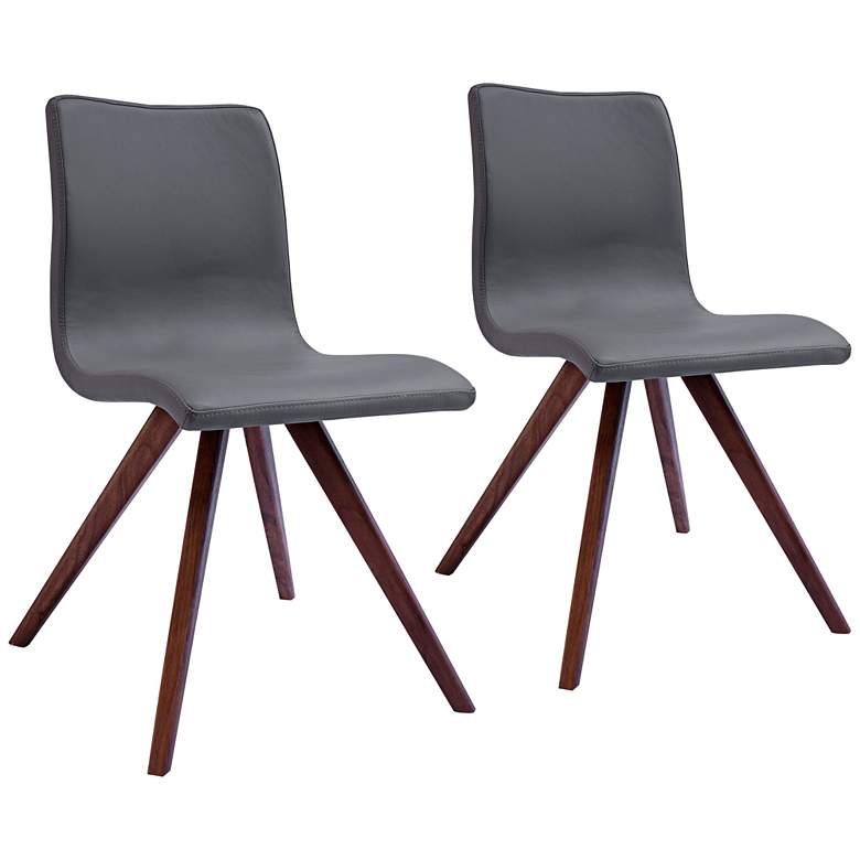 Image 1 Olga Gray Faux Leather and Natural Dining Chair Set of 2