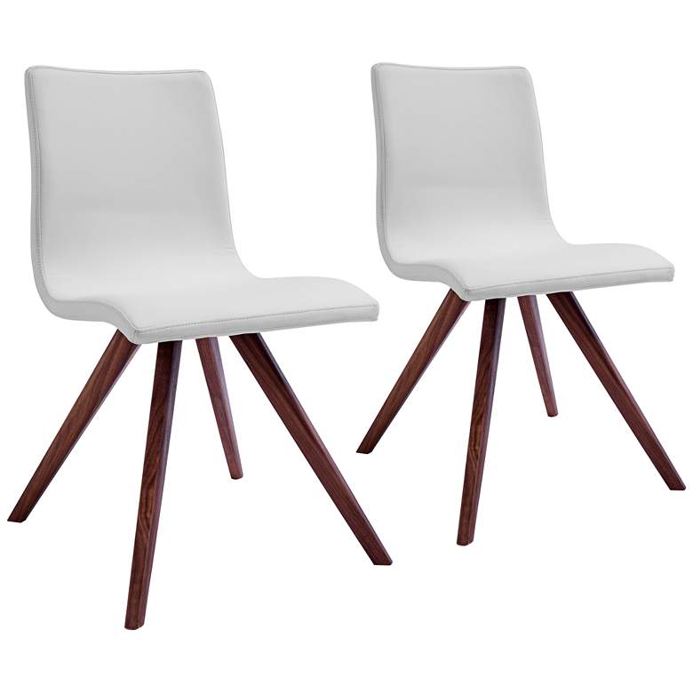 Image 1 Olga White Faux Leather and Natural Dining Chair Set of 2