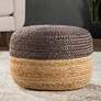 Oliana Beige and Dark Gray Ombre Cylinder Pouf Ottoman