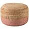 Oliana Beige and Light Pink Ombre Cylinder Pouf Ottoman