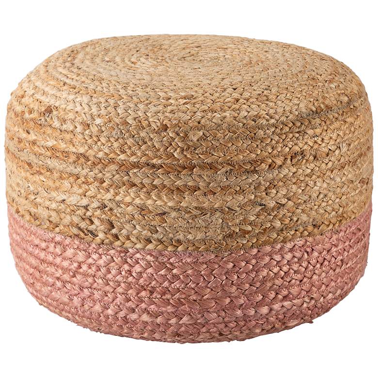 Image 2 Oliana Beige and Light Pink Ombre Cylinder Pouf Ottoman