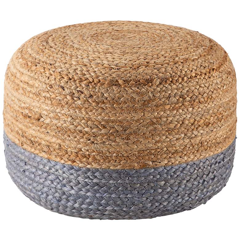 Image 3 Oliana Light Gray and Beige Ombre Cylinder Pouf Ottoman