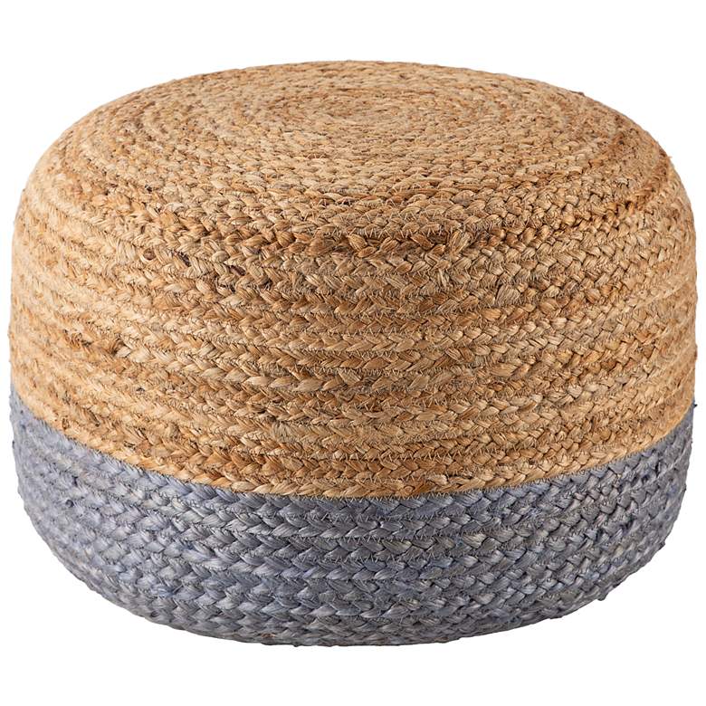 Image 3 Oliana Light Gray and Beige Ombre Cylinder Pouf Ottoman