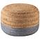Oliana Light Gray and Beige Ombre Cylinder Pouf Ottoman