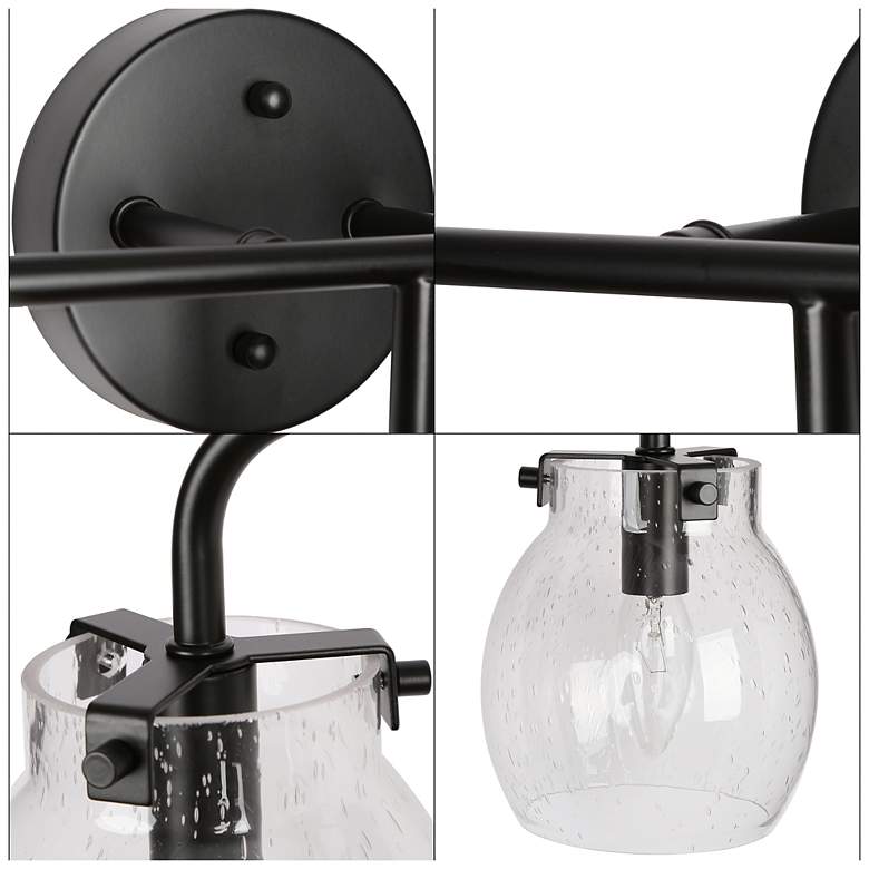 Image 5 Oliry 3-Light 21.6" Wide Black Bath Light with Seeded Glass Shade more views