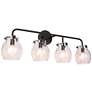 1_Oliry 4-Light 29" Wide Black Bath Light with Seeded Glass Shade
