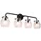 Oliry 4-Light 29" Wide Black Bath Light with Seeded Glass Shade