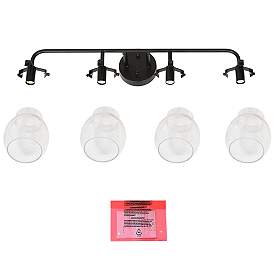 Image5 of Oliry 4-Light 29" Wide Black Bath Light with Seeded Glass Shade more views