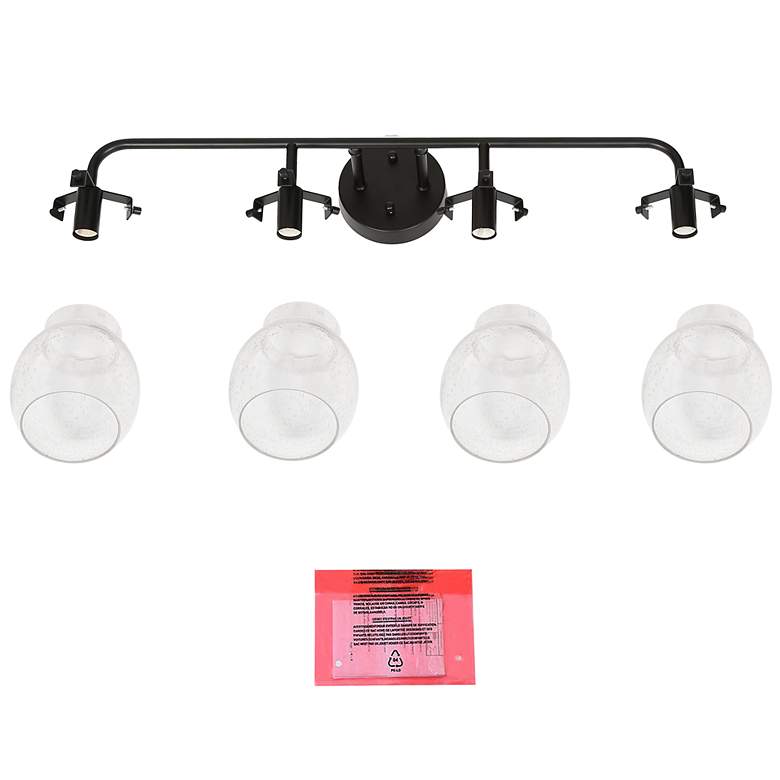 Image 5 Oliry 4-Light 29" Wide Black Bath Light with Seeded Glass Shade more views