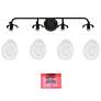 5_Oliry 4-Light 29" Wide Black Bath Light with Seeded Glass Shade more views