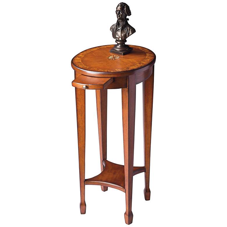 Image 1 Olive 15" Wide Ash Burl Pull Tray Traditional Accent Table