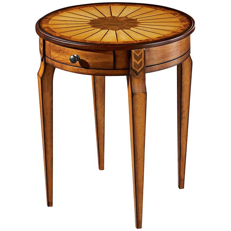 Image 1 Olive 20 inch Wide Ash Burl Inlay Traditional Side Table