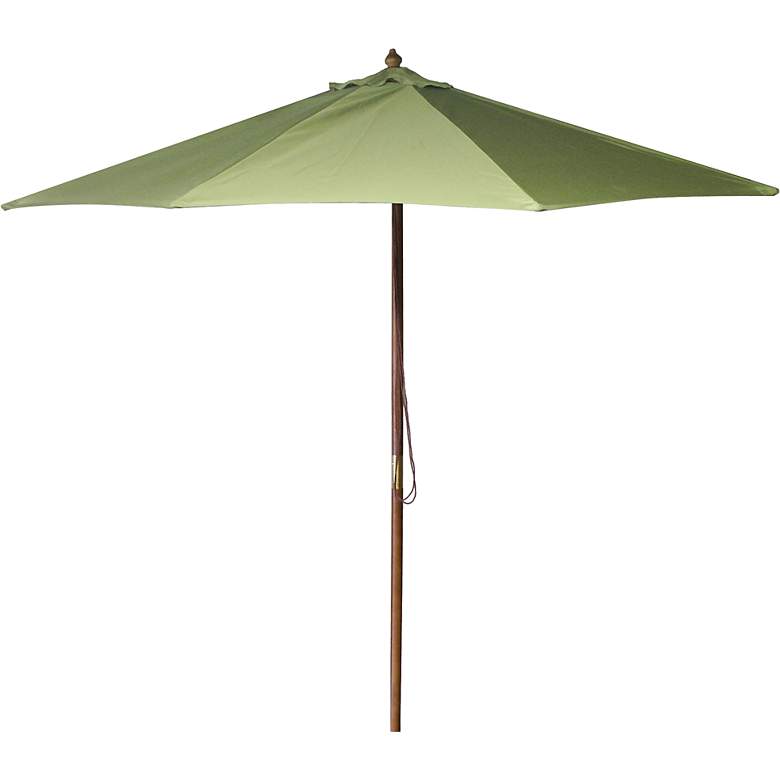 Image 1 Olive 9&#39; Round Wooden Market Umbrella